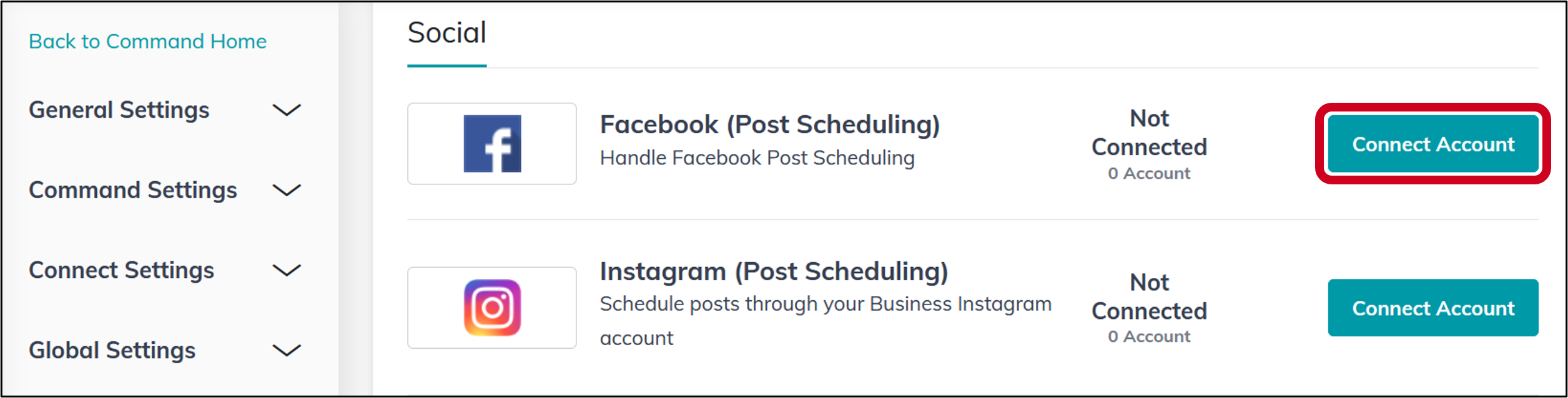 Connect Your Facebook Account for Social Posts in Command – KW Answers