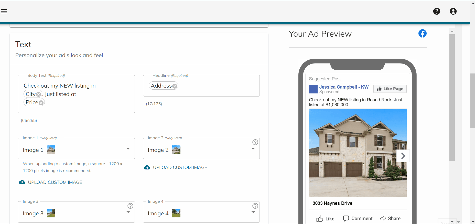 Create a Facebook/Instagram Lead Capture Ad: Single Listing / Multi-Image  Carousel – KW Answers