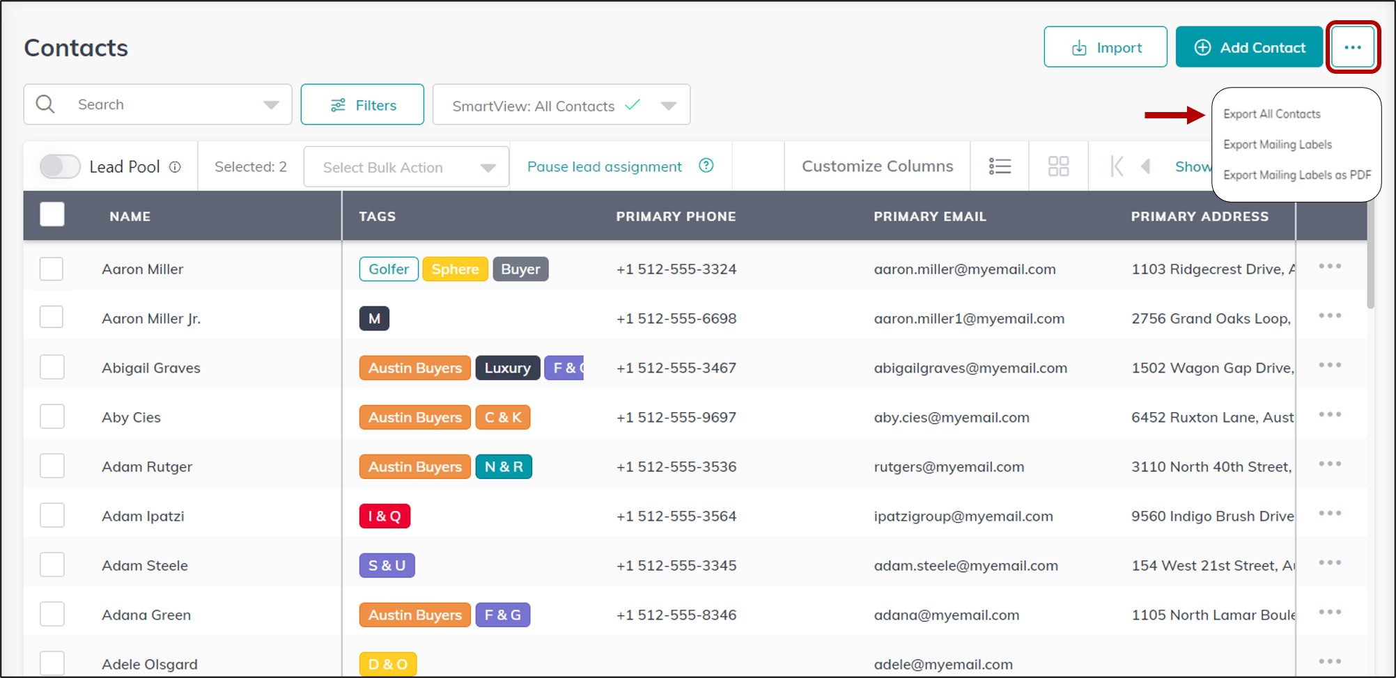 Export Contacts And Leads Kw Answers