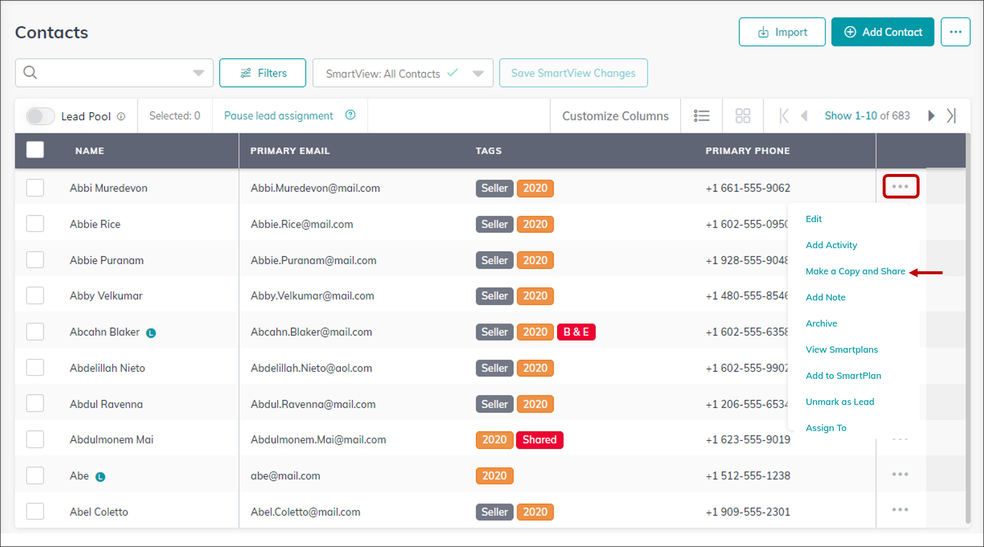 Share a Copy of a Lead/Contact – KW Answers