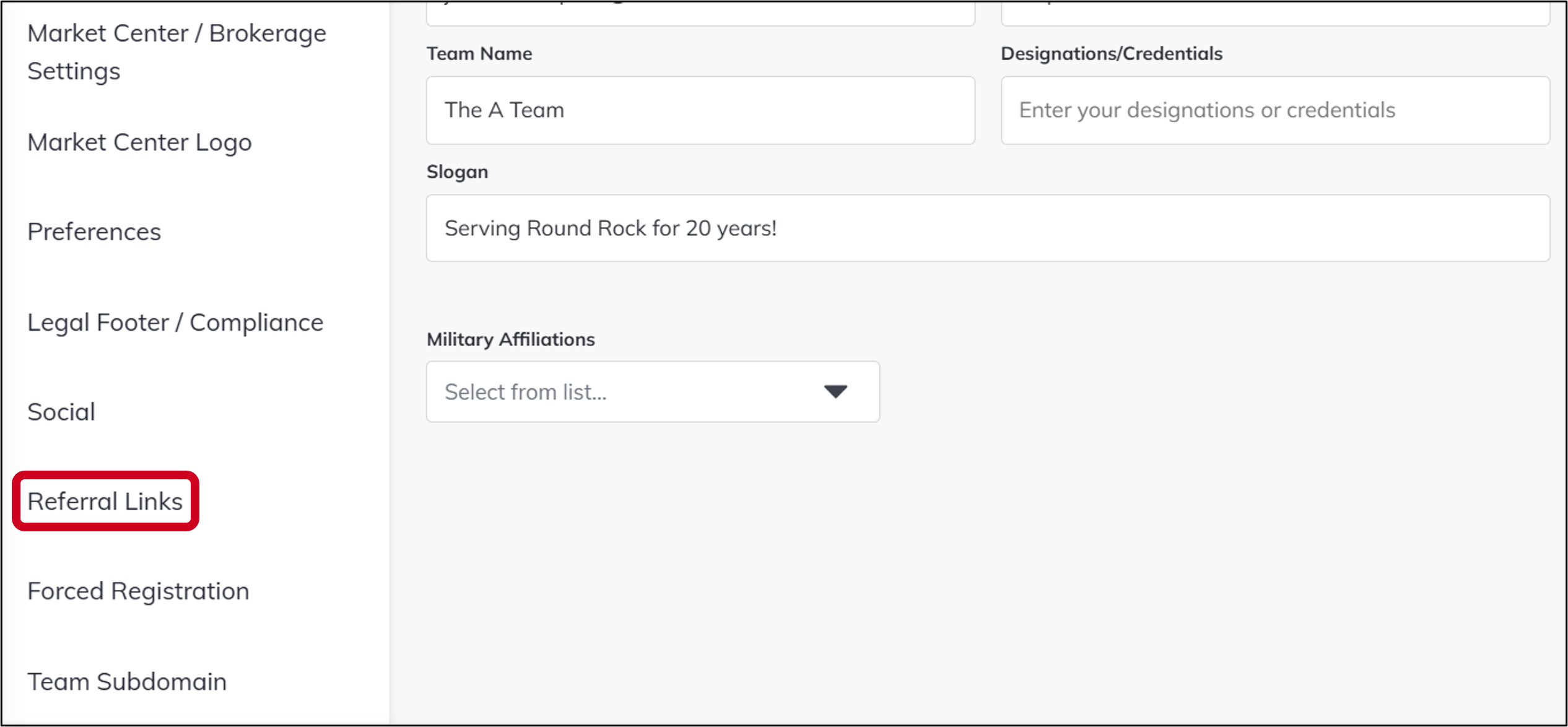 teams web settings referral links section.png