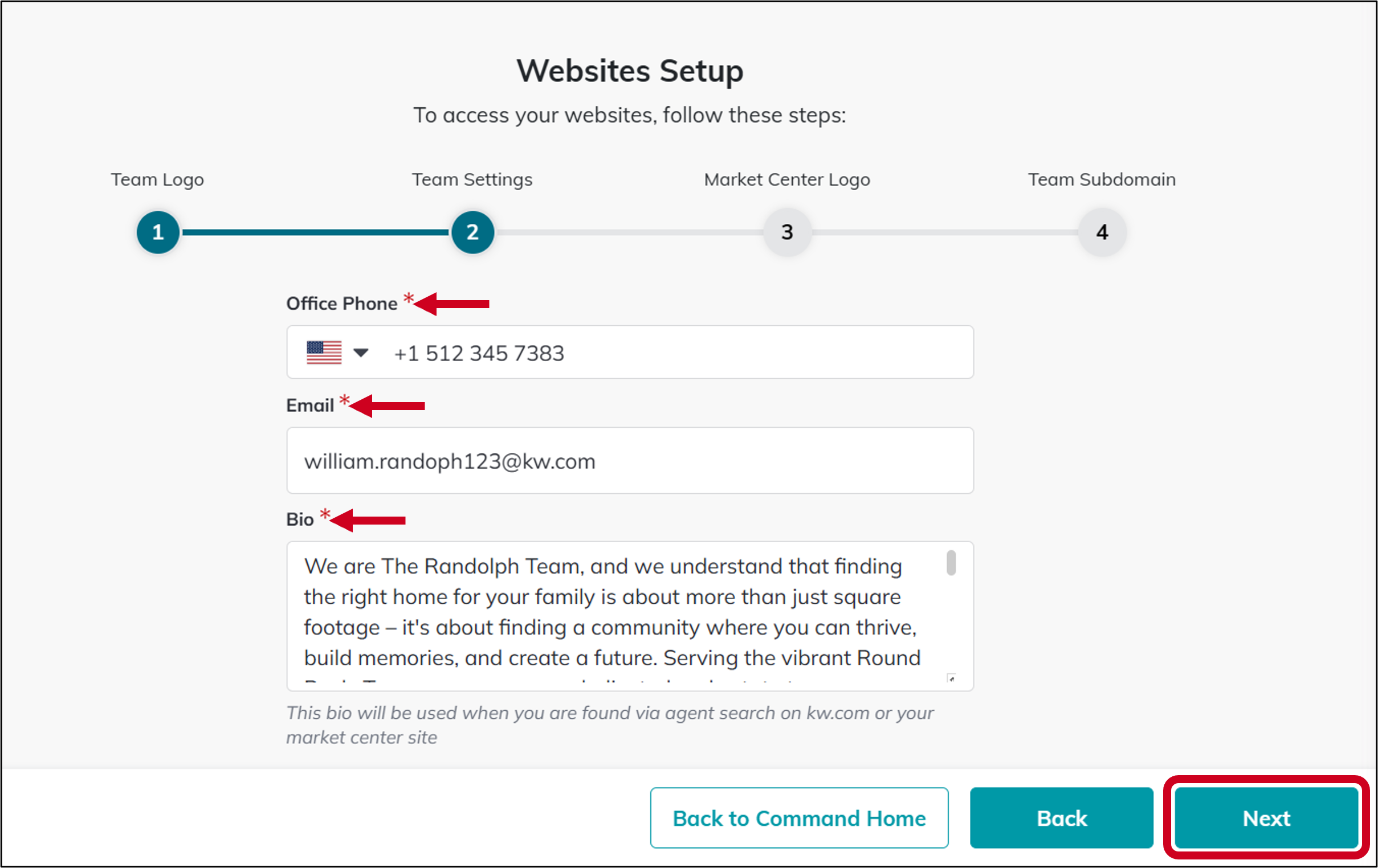 teams sites onboarding team settings next.png