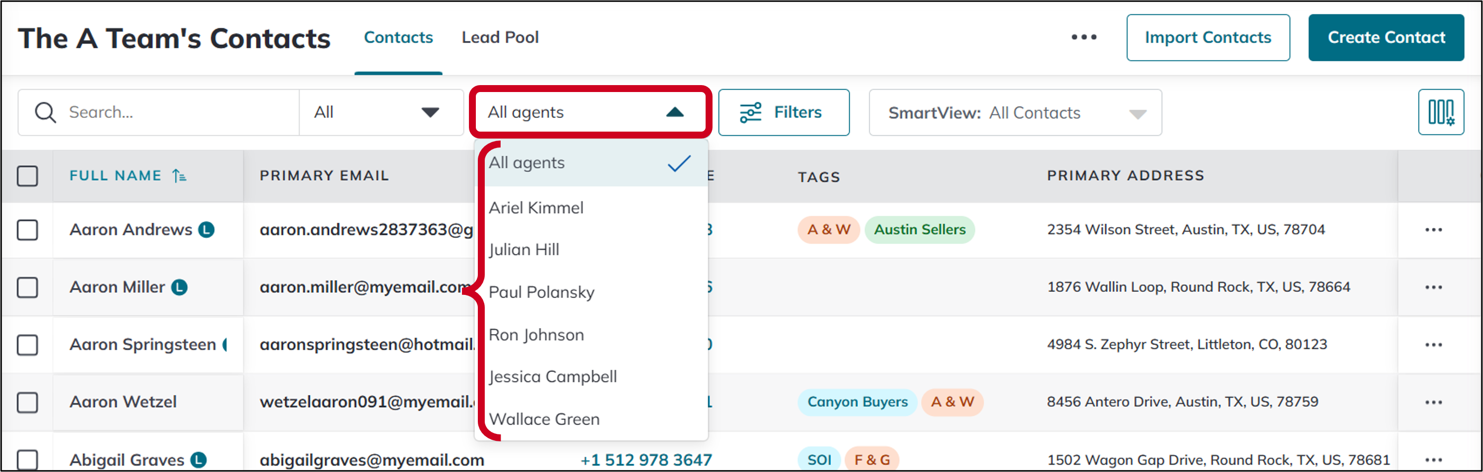 teams contacts agent selector.png