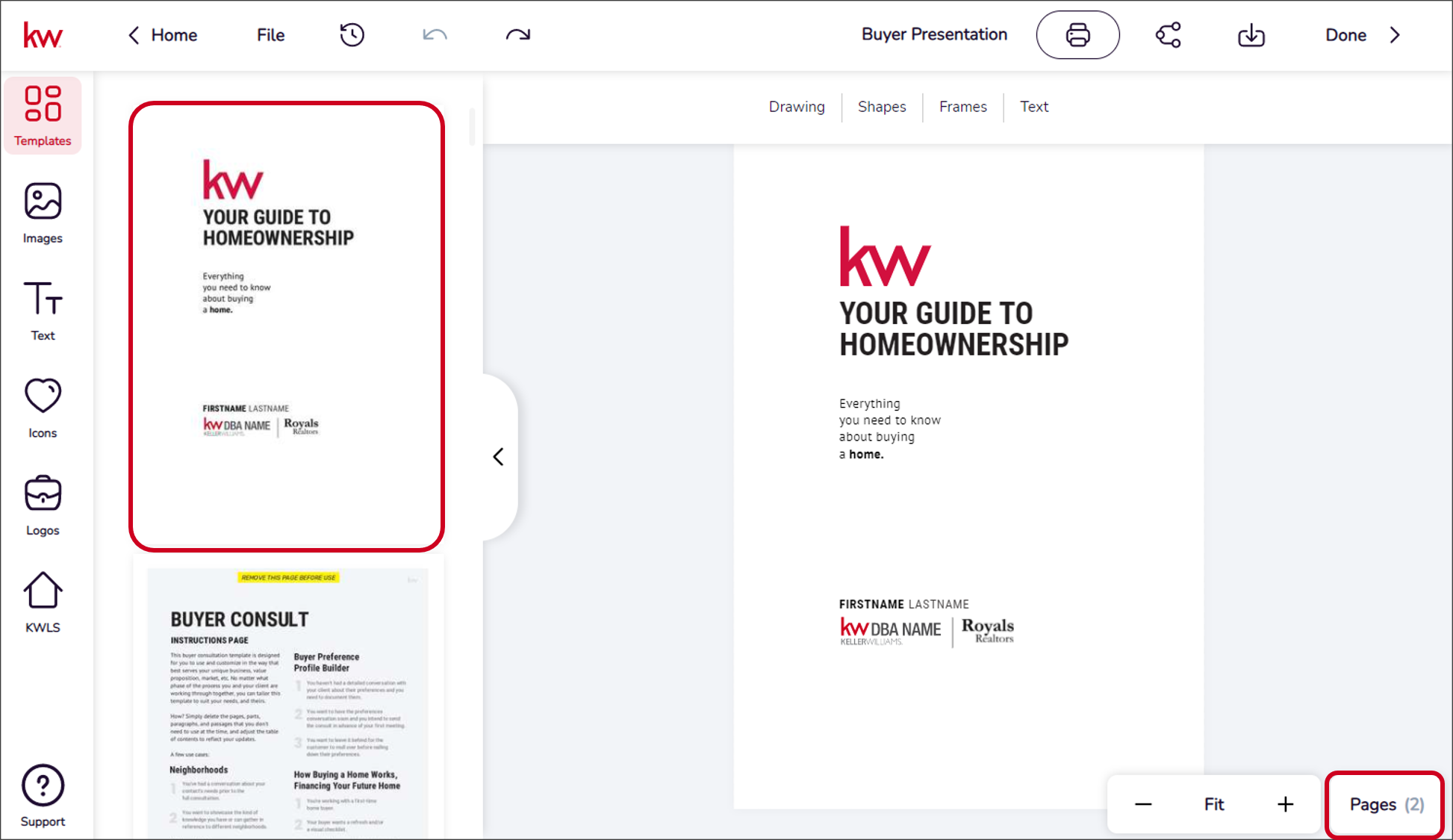 Create a Buyer Presentation in Designs – KW Answers