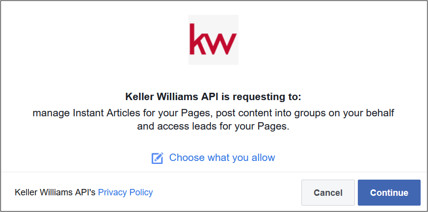 Connect Your Facebook Account for Social Posts in Command – KW Answers