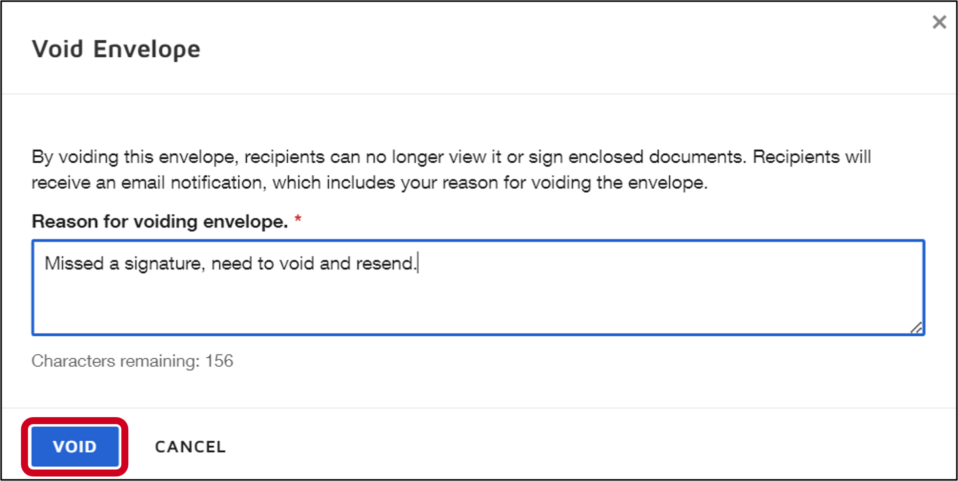 Void (Cancel) an Envelope in DocuSign KW Answers